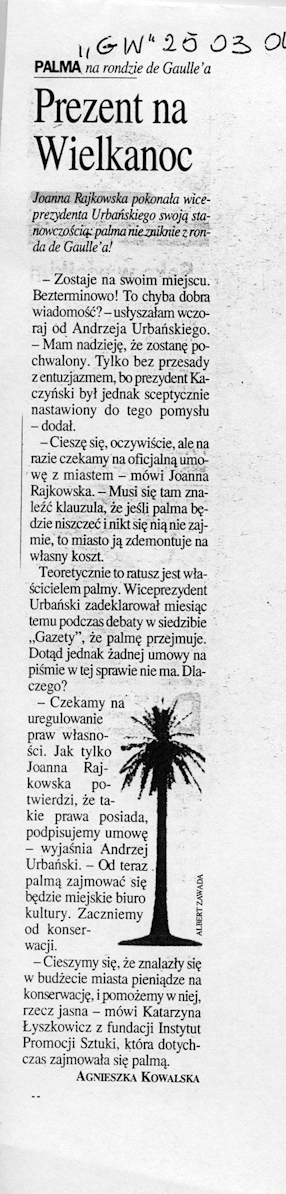 Agnieszka Kowalska, Przezent na Wielkanoc, „Gazeta Wyborcza“, 25.03.2004. 