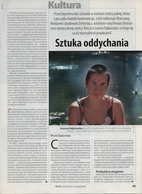 Piotr Sarzyński, Sztuka oddychania, „Polityka“, 11-18.08.2007. 