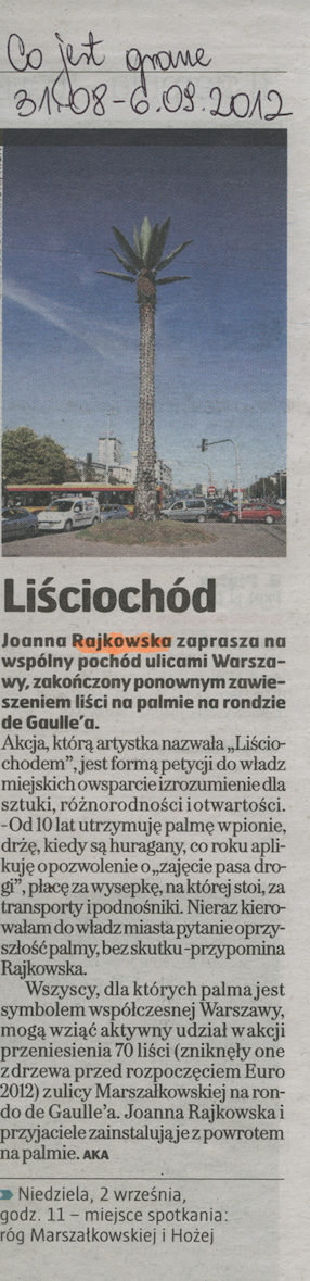LIściochód, „Gazeta Wyborcza“ („Co jest grane“), 31.08.-06.09.2012. 