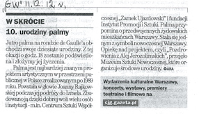 10. urodziny palmy, „Gazeta Wyborcza“, 11.12.2012. 