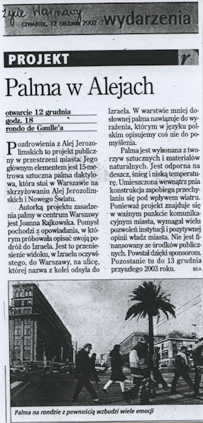 Palma w Alejach, „Życie Warszawy”, 12.12.2002. 