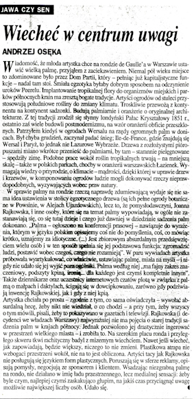 Andrzej Osęka, Wiecheć w centrum uwagi, „Gazeta Wyborcza“, 21-22.12.2002. 