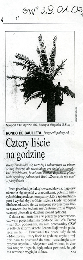 Cztery liście na godzinę, „Gazeta Wyborcza“, 29.01.2003. 