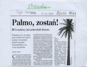 Daniel Zyśk, Palmo zostań, „Życie Warszawy“, 24.10.2003. 