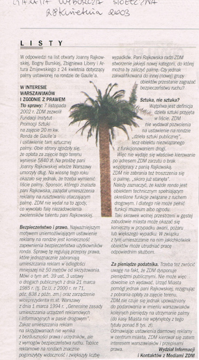 Listy, „Gazeta Wyborcza“, 28.04.2003. 