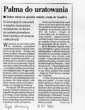 Daniel Zyśk, Palma do uratowania, „Życie Warszawy“, 06.01.2004. 