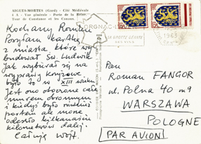 Kartka pocztowa od Wojciecha Fangora do Romana Fangora 