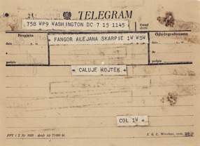 Telegram od Wojciecha Fangora do Wandy i Konrada Fangora 