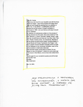 List Udo Kultermanna do Andrzeja Kendy przekazany Wojciechowi Fangorowi 