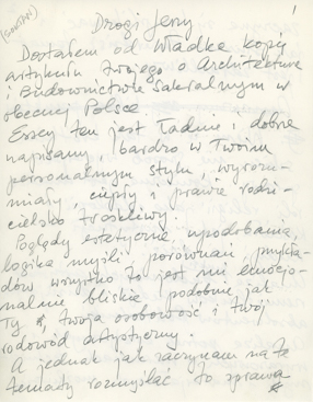 List Wojciecha Fangora do Jerzego Sołtana 