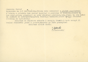 List Jana Gadomskiego do Wojciecha Fangora 