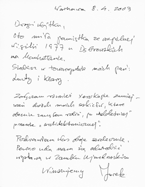 List Jerzego Główczewskiego do Wojciecha Fangora 