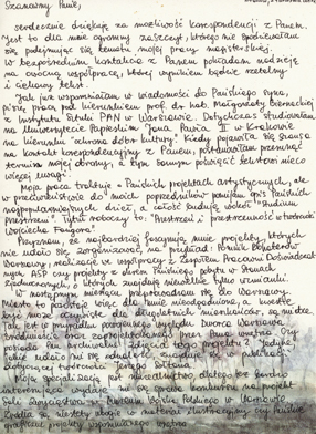 List Agaty Korby do Wojciecha Fangora 