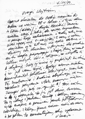 List Romana Cieślewicza do Wojciecha Fangora 
