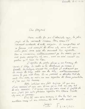List Jacquesa Taminiaux i Françoise Collin do Wojciecha Fangora 