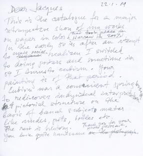 List Wojciecha Fangora do Jacquesa Taminiaux 