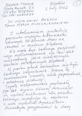 List Wojciecha Fangora do Marka Mikołajewskiego 