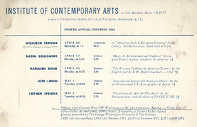 Stypendium Institute of Contemporary Arts, 1962 