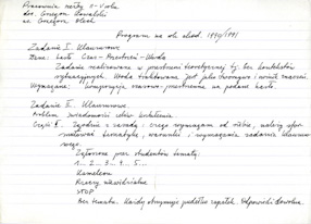 Program na rok akademicki 1990/91 