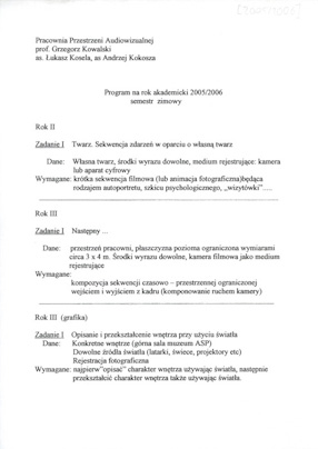 Program na rok akademicki 2005/06 