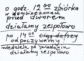 Grzegorz Kowalski, informacja dla studentów na temat działania na plenerze w Dłużewie w niedzielę 11 II 2007 