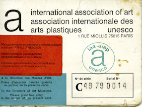 Unesco International Identity Card for Professional Artists  