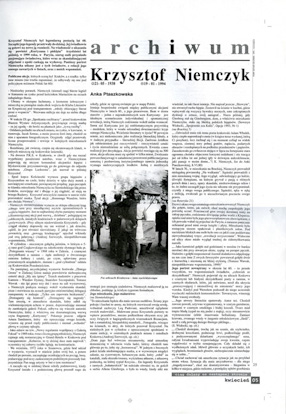 Artykuł Anki Ptaszkowskiej o Krzysztofie Niemczyku, „Fort Sztuki” nr 02 1/2005 