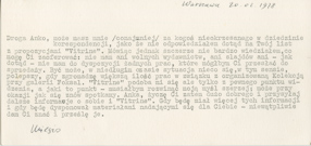 Letter from Wiesław Borowski to Anka Ptaszkowska 