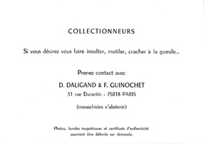 Francois Guinochet, Daniel Daligand, Invitation aux collectionneurs, 1977 