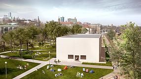 Visualisation of scale and localisation of the Museum by the Vistula river pavilion designed by Adolf Krischanitz