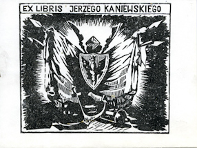 Bookplate of Jerzy Kaniewski, 1983. 