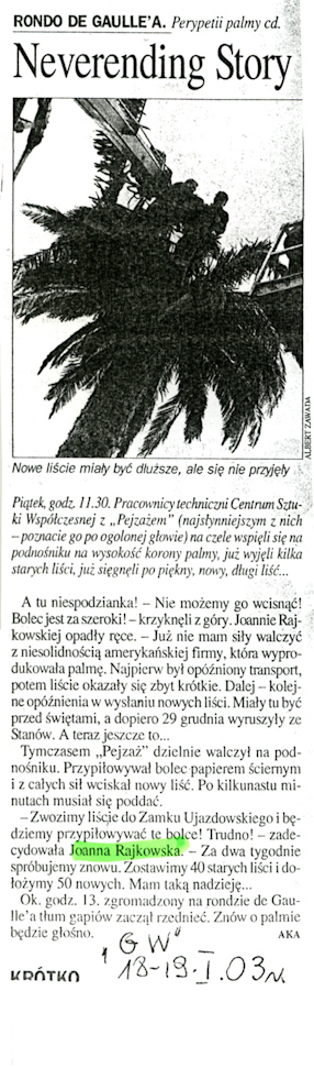 Neverending Story, „Gazeta Wyborcza“, 18-19.01.2003. 