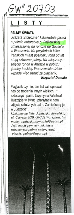 Listy, „Gazeta Wyborcza”, 02.07.2003. 