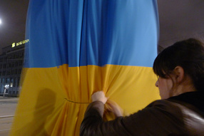 Palma z flagą Ukrainy, 2014. 