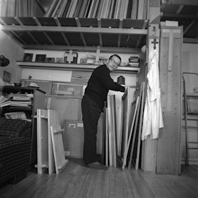 Jerzy Nowosielski in his studio 