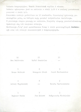 Informacja o zadaniu „Przestrzeń Wspólna i Własna“, 1986/87 