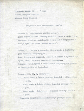 Program for the academic year 1988/89 