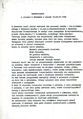 Sprawozdanie z pleneru w Dłużewie, 1990 