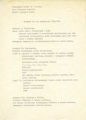 Program for the academic year 1990/91 