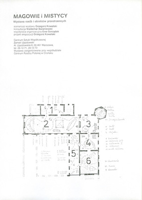 Ulotka towarzysząca wystawie „Magowie i mistycy”, Centrum Sztuki Współczesnej Zamek Ujazdowski, Warszawa, 8 II – 3 III 1991 