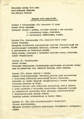 Program for the academic year 1991/92 
