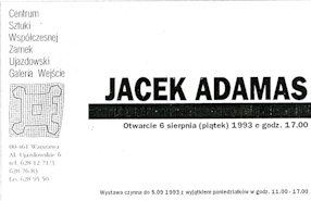 Ulotka dotycząca wystawy Jacka Adamasa 