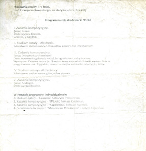 Program na rok akademicki 1993/94 