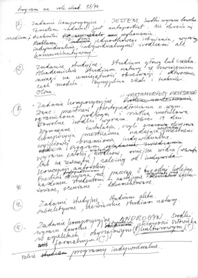 A draft of the studio\\\'s program in the year 1993/94 
