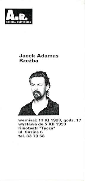 Ulotka dotycząca wystawy Jacka Adamasa „Rzeźba” 