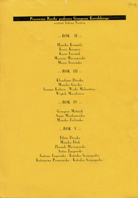 Lista studentów, rok akademicki 1994/95 