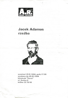 A leaflet accompanying Jacek Adamas\\\'s exhibition in the Przyjaciół A.R. Gallery 