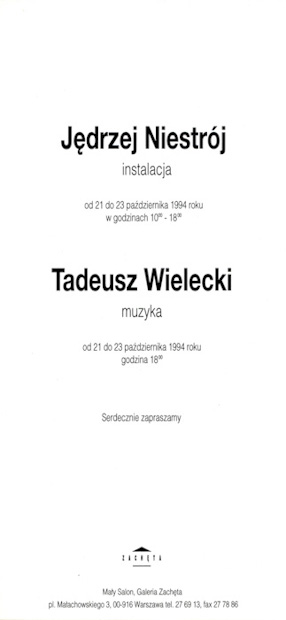 An invitation to the showing of Jędrzej Niestroj\\\'s installation 