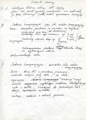A draft of assignments for the winter term in the academic year 1995/96 