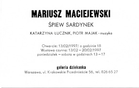 Ulotka towarzysząca wystawie Mariusza Maciejewskiego „Śpiew sardynek” 